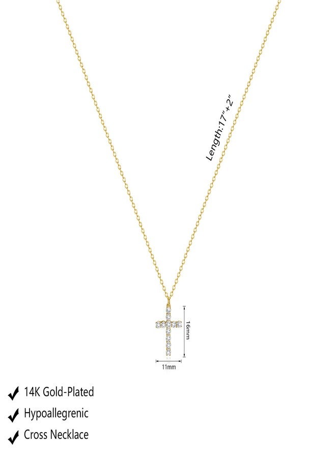Zeffy Cross Necklace for Women 18k Gold Plated Cubic Zirconia Tiny Cross Pendant Necklace Simple Layered Cross Necklaces for Women - Image 5